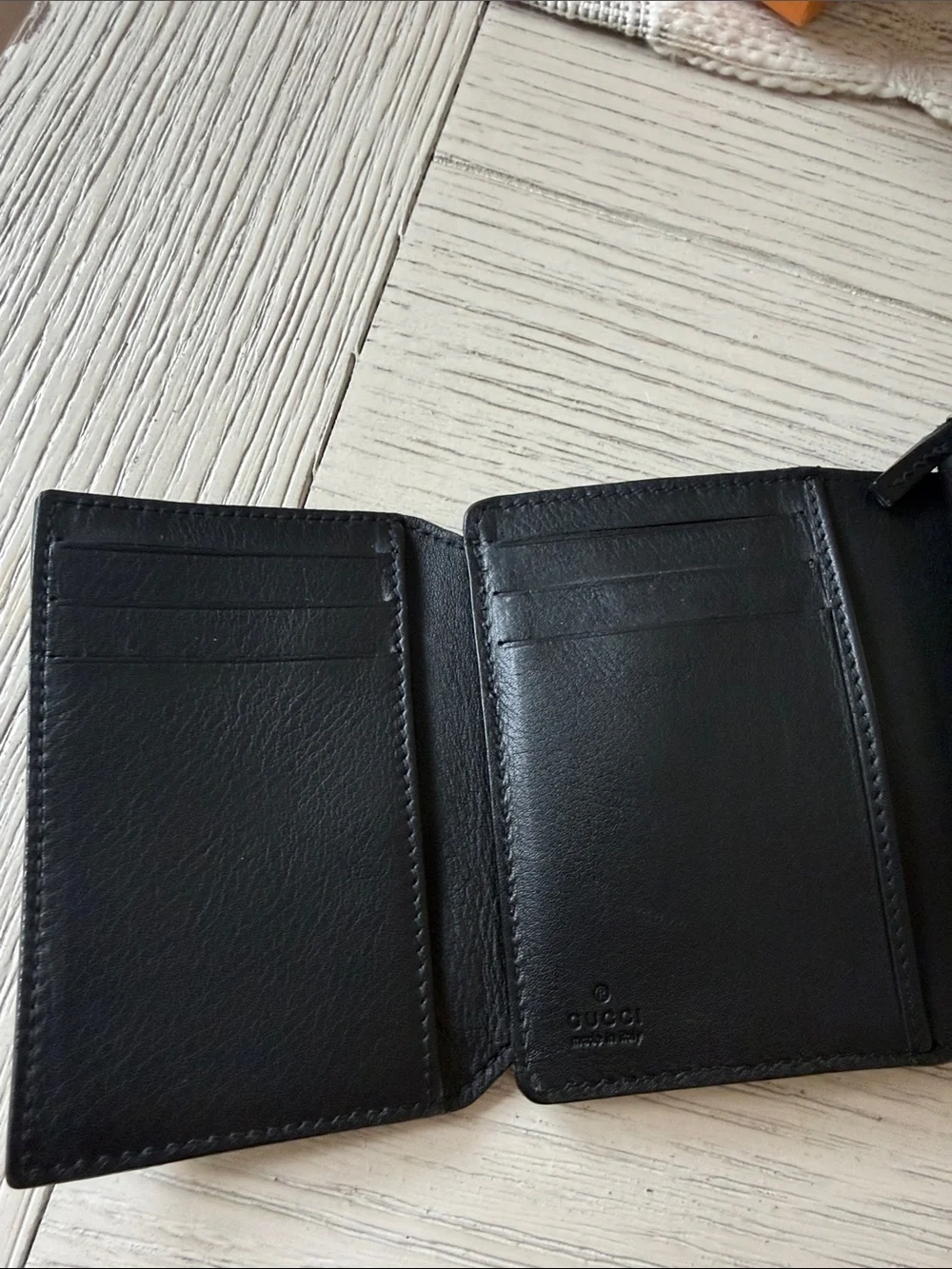 Gucci Black Leather Wallet with Silver GG Logo